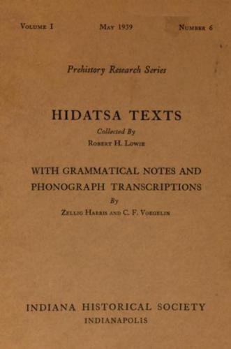 Hidatsa texts, collected by Robert H. Lowie