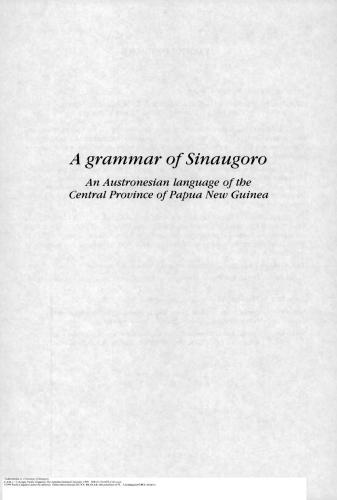 A Grammar of Sinaugoro: An Austronesian language of the Central Province of Papua New Guinea