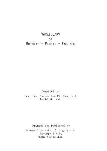 Vocabulary of Rotokas-Pidgin-English