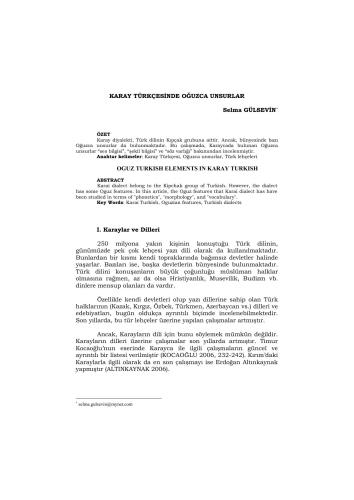 Karay Türkçesinde Oğuzca unsurlar