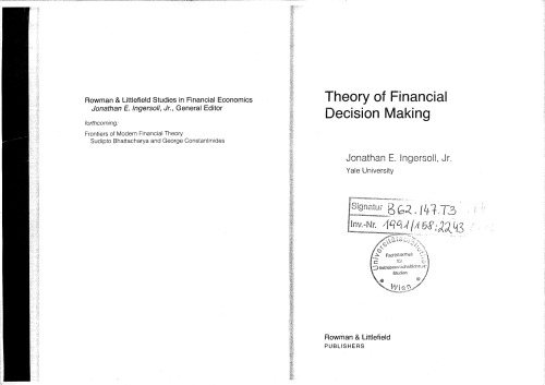 Theory of Financial Decision Making