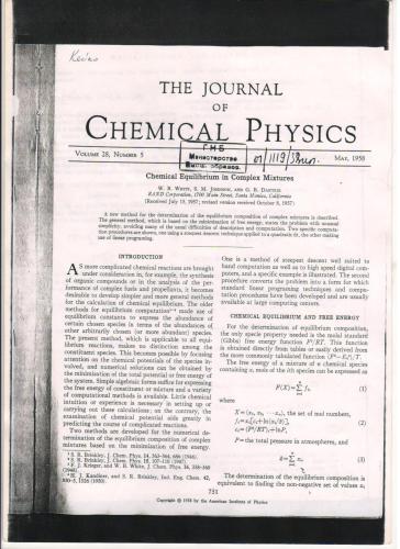 Chemical equilibrium in complex mixtures