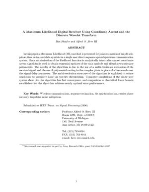 A Maximum Likelihood Digital Receiver Using Coordinate Ascent and the Discrete Wavelet Transform