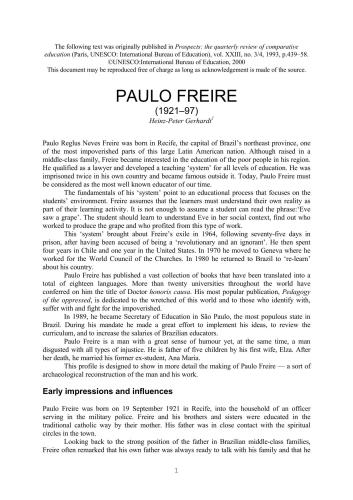 Paulo Freire (1921-97)