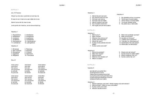 Suomi Sujuvaksi 1. Vastaukset 1