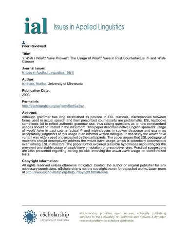 The Usage of Would Have in Past Counterfactual If- and Wish-Clauses