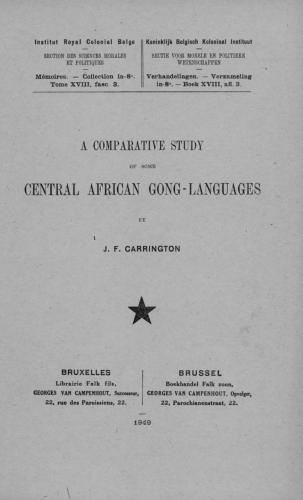 A Comparative Study of some Central African Gong-Languages