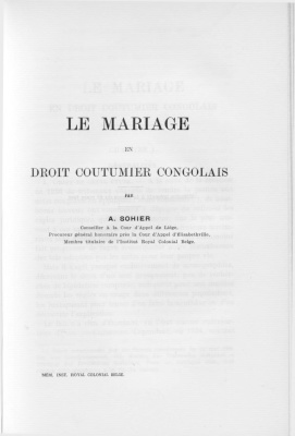 Le mariage en droit coutumier congolais