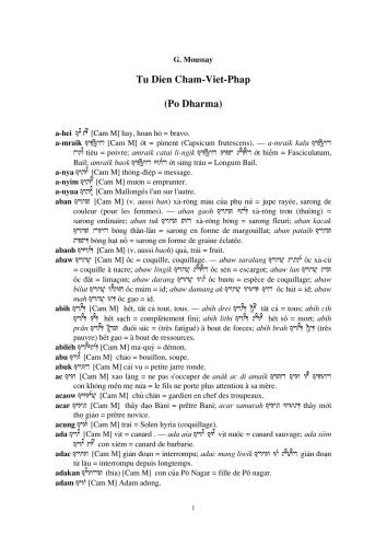 Từ Điển Chăm-Việt-Pháp