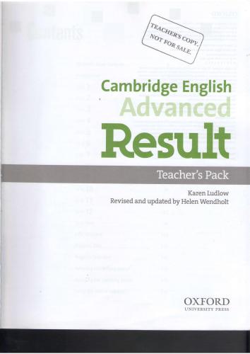 Cambridge English Advanced Result. Teacher's Pack