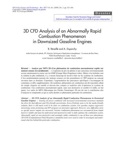 3D CFD Analysis of an Abnormally Rapid Combustion Phenomenon in Downsized Gasoline Engines