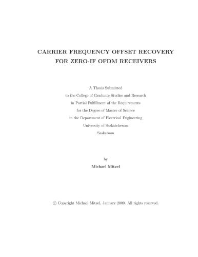 Carrier Frequency Offset Recovery For ZERO-IF OFDM Receivers