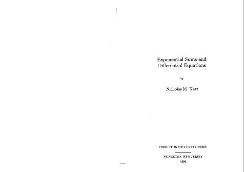 Exponential Sums and Differential Equations