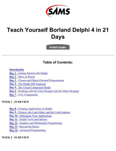 Sams Teach Yourself Borland Delphi 4 in 21 Days