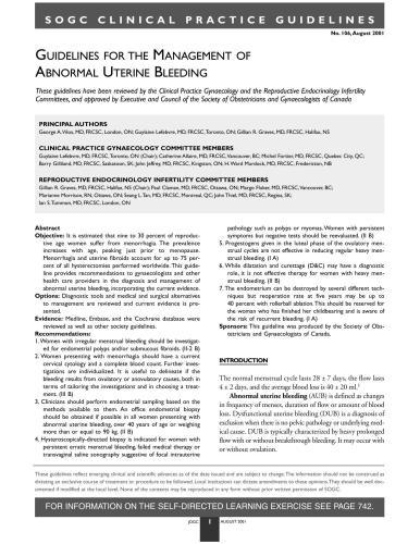 Guidelines for the management of abnormal uterine bleeding