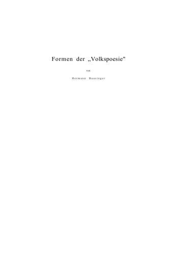 Formen der Volkspoesie