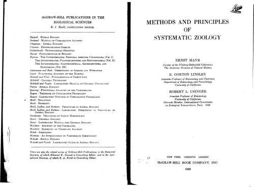 Methods and Principles of Systematic Zoology