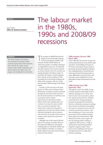 The labour market in the 1980s, 1990s and 2008/09 recessions