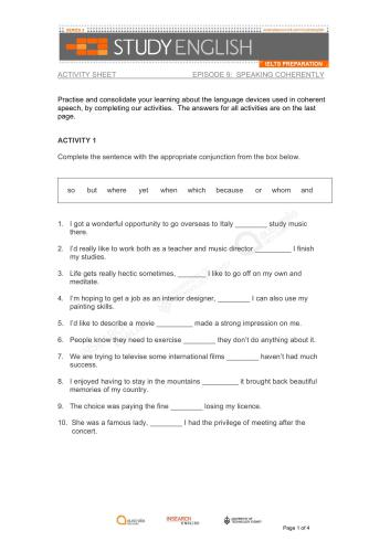 Australia Network. Study English IELTS Preparation. (Episode 09. Speaking Coherently)