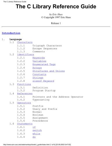 The C Library Reference Guide