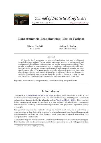 Nonparametric Econometrics: The np Package + Code