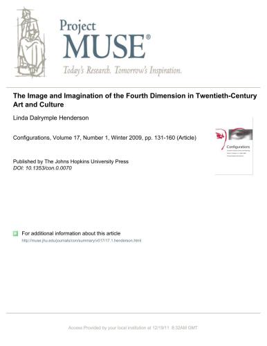 The Image and Imagination of the Fourth Dimension in Twentieth-Century Art and Culture - Linda Dalrymple Henderson