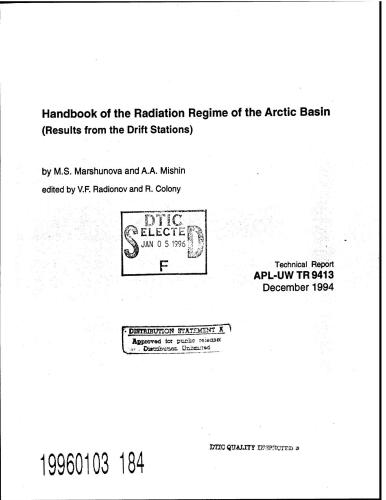 Handbook of the Radiation Regime of the Arctic Basin (Results from the Drift Stations)