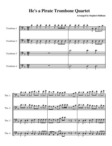 He's a Pirate - Trombone Quartet