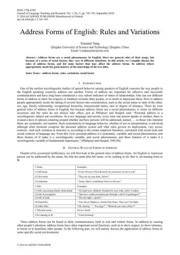 Address Forms of English: Rules and Variations
