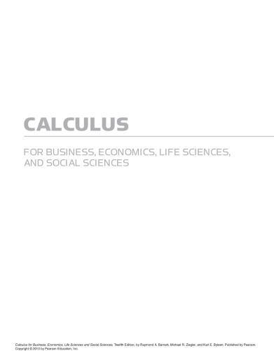 Calculus for Business, Economics, Life Sciences and Social Sciences