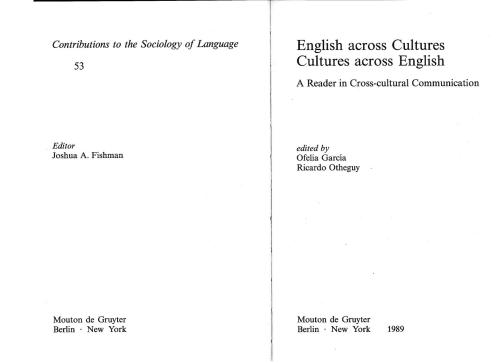 English Across Cultures. Cultures Across English: A Reader in Cross-Cultural Communication