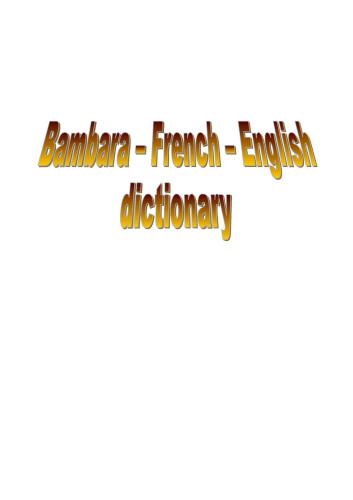 Bambara-French-English/ English-Bambara Dictionary