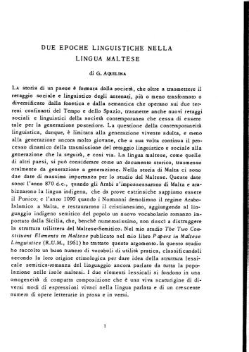 Due epoche linguistiche nella Lingua Maltese