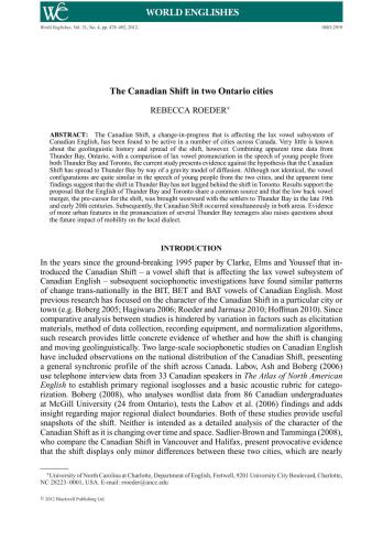 The Canadian Shift in two Ontario cities