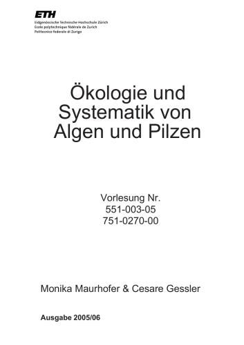 Ökologie und Systematik von Algen und Pilzen