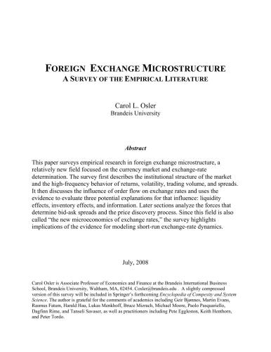 Osler Foreign Exchange Microstructure a Survey of the Empirical Literature
