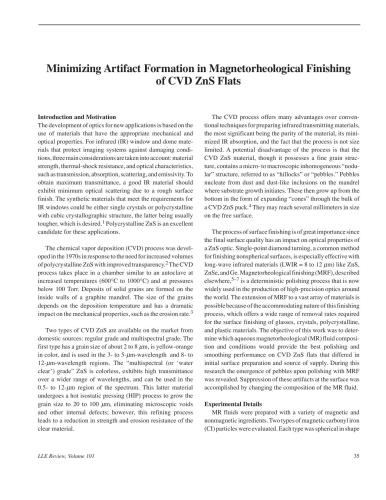 Minimizing artifact formation in magnetorheological finishing of CVD ZnS flats