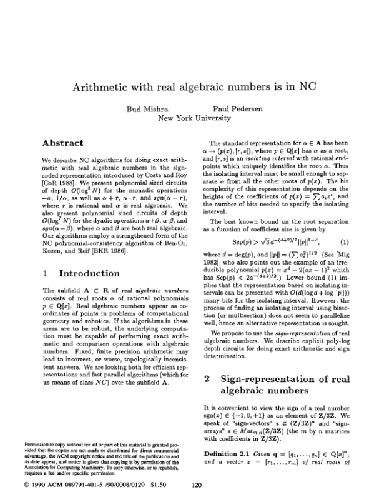 Arithmetic with real algebraic numbers is in NC