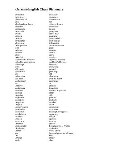 German-English Chess Dictionary