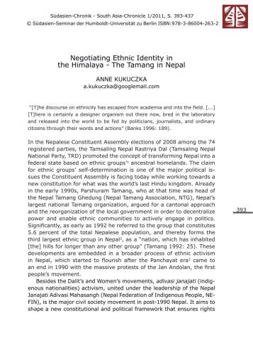 Negotiating Ethnic Identity in the Himalaya - The Tamang in Nepal