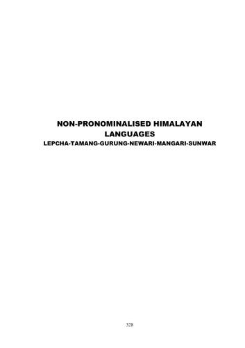 Non-pronominalised Himalayan languages. Lepcha-Tamang-Gurung-Newari-Mangar-Sunwar
