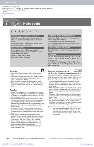 Playway to English 2 Teacher's Book. Unit 1