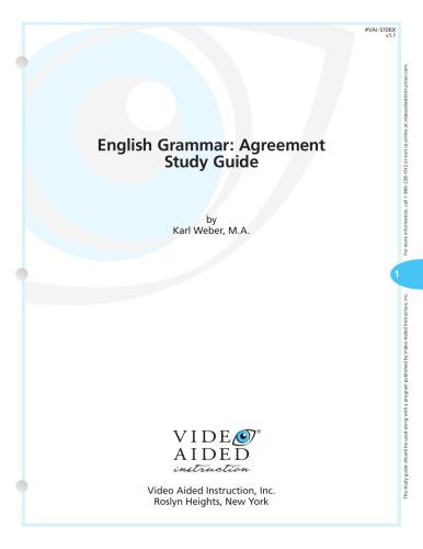 English Grammar Study Guide (DVD 06: Agreement)