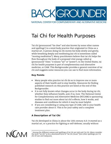 Tai Chi for Health Purposes