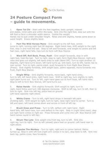 24 Posture Compact Form - guide to movements