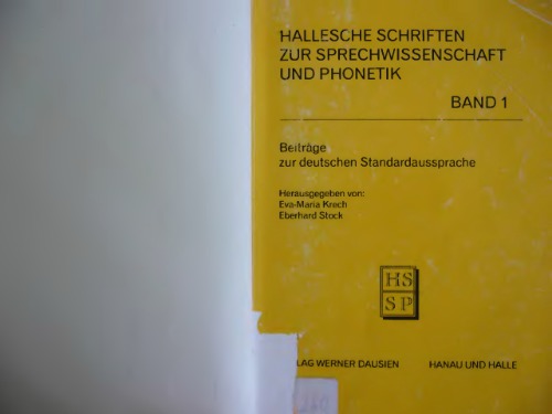 Hallesche Schriften zur Sprechwissenschaft und Phonetik Band 1