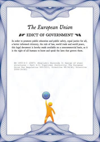 EN 1993-4-3: 2007 Eurocode 3 - Design of steel structures - Part 4-3: Pipelines