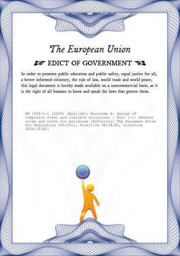 EN 1994-1-1: 2004 Eurocode 4: Design of composite steel and concrete structures - Part 1-1: General rules and rules for buildings