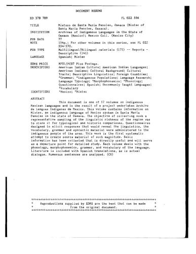 Mixteco de Santa Maria Penole, Oaxaca