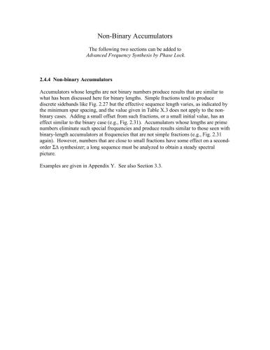 Advanced Frequency Synthesis by Phase Lock - Дополнительные материалы к книге